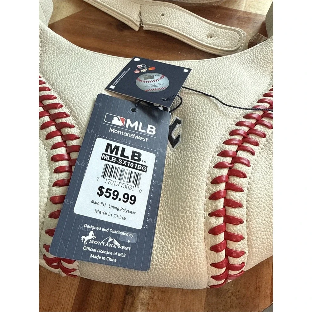 New Montana West Chicago White Sox Shoulder Hobo Bag Curveball Purse *flaw*